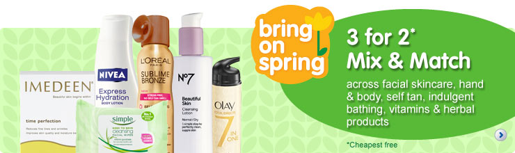 3 for 2 on seleceted travel toilettries